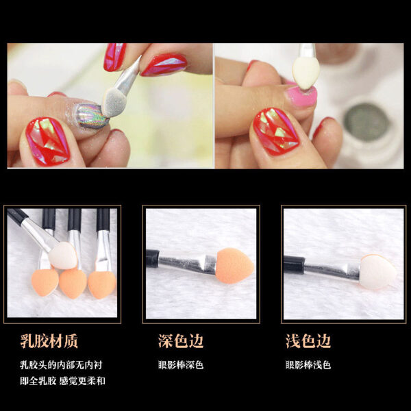 10pcs Double Side Nail Sponge Stick Latex Sponge Pen - 图片 2